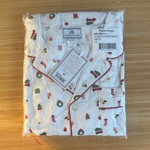 Petite Plume White Kids Pajama Set with Red Accents